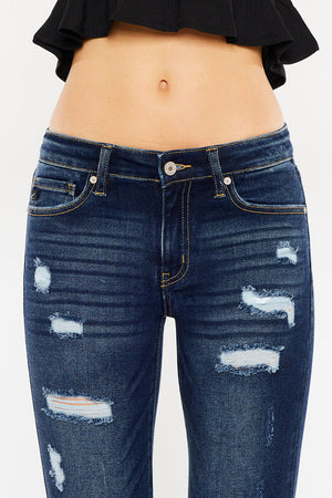 Kancan - Women's Mid Rise Super Skinny Jeans - Distressed - kc5055 ST - SaltTree