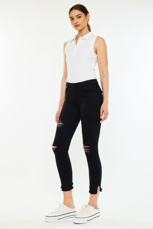 Kancan - Mid-Rise Fringe Ankle Skinny Jeans - kc6204 ST - SaltTree