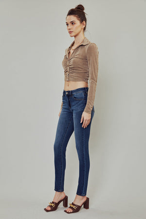 Kancan - Women's Mid Rise Super Skinny Jeans - Basic - KC7092 ST - SaltTree