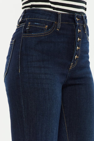 Kancan - Women's High Rise Button Fly Distressed Super Skinny Jeans - kc7273 - SaltTree