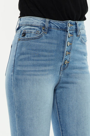 Kancan - Women's High Rise Button Fly Distressed Super Skinny Jeans - kc7273 - SaltTree