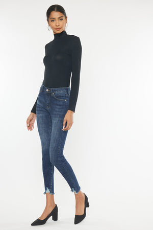 Kancan - Women's Mid Rise Distressed Ankle Skinny Jeans - kc7274st - SaltTree