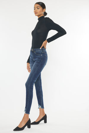 Kancan - Women's Mid Rise Distressed Ankle Skinny Jeans - kc7274st - SaltTree