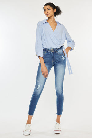 Kancan - Women's High Rise Ankle Skinny Jeans - KC7317 ST - SaltTree