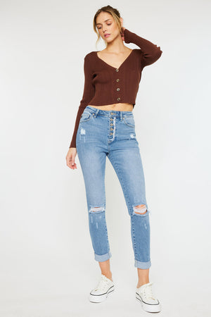 Kancan - Women's High Rise Mom Jeans - KC8580L-NV - SaltTree