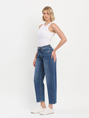 Vervet - High-Rise Medium Dark Wash Ankle Barrel Jeans (28" Inseam) - LV1440-SaltTree