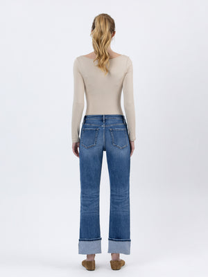 Vervet - High Rise Ankle Straight Jeans with 4" Single Cuff (28" Inseam) - LV1608-SaltTree