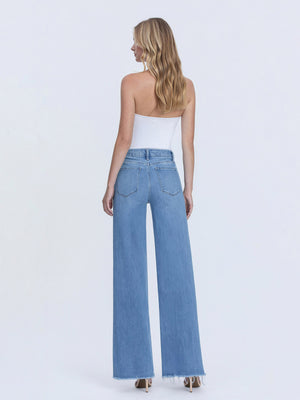 Vervet - High Rise Medium Wash Frayed Hem Wide Leg Jeans (32" Inseam) - LV1682-SaltTree