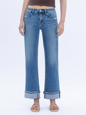Vervet - Mid Rise Cuffed Ankle Slim Wide Jeans (28" Inseam) - LV1948-SaltTree