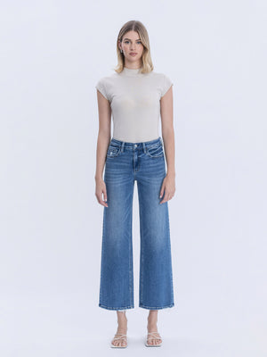 Vervet - High-Rise Ankle Wide Leg Jeans in Blue Soul (28" Inseam) - LV2061-SaltTree