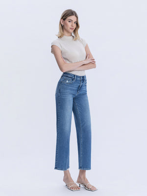 Vervet - High-Rise Ankle Wide Leg Jeans in Blue Soul (28" Inseam) - LV2061-SaltTree