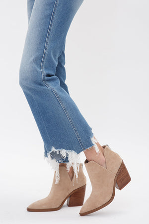 Mica Denim - High Rise Crop Flare W/ Uneven Hem Jeans - MDP-F124 - SaltTree