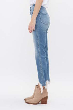 Mica Denim - High Rise Crop Flare W/ Uneven Hem Jeans - MDP-F124 - SaltTree