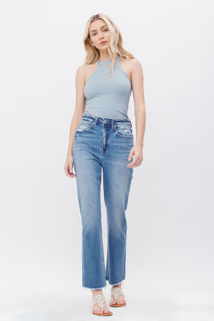 Mica Denim - Aniello Super High Rise Straight Leg Jeans - MDP-T203 - SaltTree