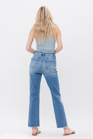 Mica Denim - Aniello Super High Rise Straight Leg Jeans - MDP-T203 - SaltTree