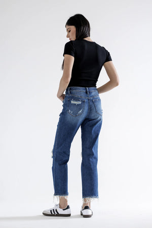 Mica Denim - High Rise Straight Crop - MDP-T3014M - SaltTree
