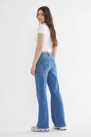 Mica Denim - High-Rise Wide-Leg Jeans in Classic Indigo (32" Inseam) - MDP-W3375