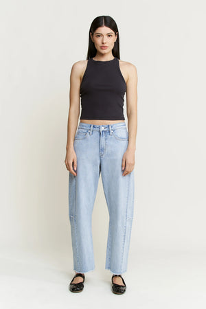 Mica Denim - Super High Rise Barrel-Leg Detailing Jenas - MDP-W3524 - SaltTree