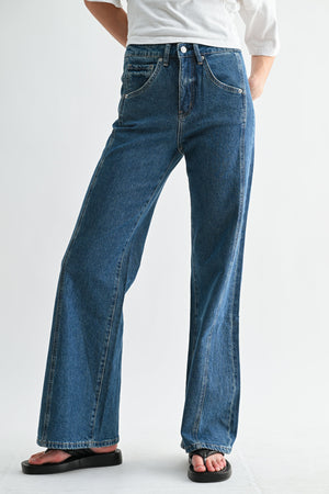 Mica Denim - High-Rise Wide-Leg Side Panel Tummy Tuck Jeans (32" Inseam) - MTT-W3680DK