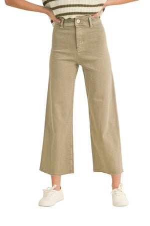 Miou Muse - High Rise Raw Hem Crop Wide Leg Pant - (29" Inseam) - MMP623-SaltTree