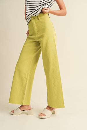 Miou Muse - High Rise Raw Hem Crop Wide Leg Pant - (29" Inseam) - MMP623-SaltTree