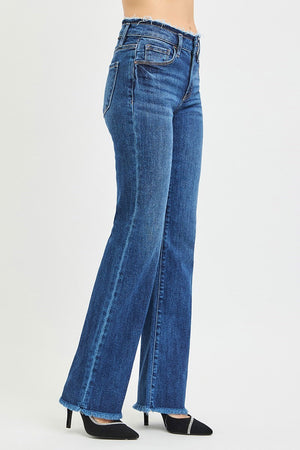 Risen Jean - Mid-Rise Bootcut Jeans with Frayed Waistband and Hem Detail (32.5" Inseam) - PB21475