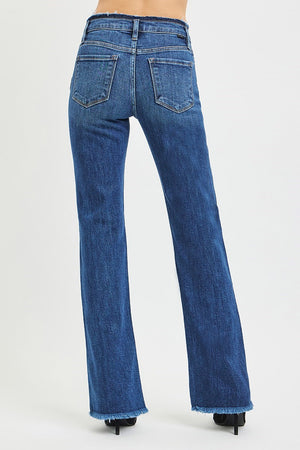 Risen Jean - Mid-Rise Bootcut Jeans with Frayed Waistband and Hem Detail (32.5" Inseam) - PB21475