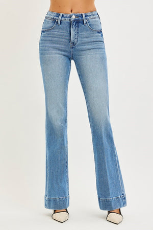 Risen Jeans - Mid-Rise Tummy Control 4-Way Stretch Flare Jeans (33" Inseam) - PF21652
