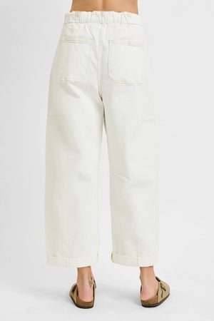 Risen Jeans - High Rise Crop Wide Barrel Cargo Pocket Jeans - PG21142C - SaltTree