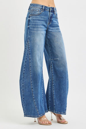 Risen Jeans - Slouchy Barrel Curvy Sideseam Jeans (30" Inseam) - PG21597-SaltTree