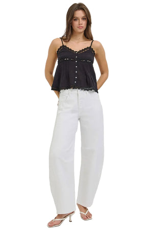 Risen Jeans - Tummy Control Slouchy Ankle Barrel Pants (28" Inseam) - PGA21668 WHITE-SaltTree