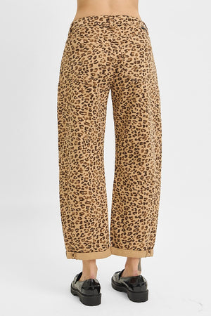 Risen Jeans - Slouchy Cropped Barrel Pants with Leopard Cuffs (25.5"-27.5" Inseam) - PGC21146-SaltTree