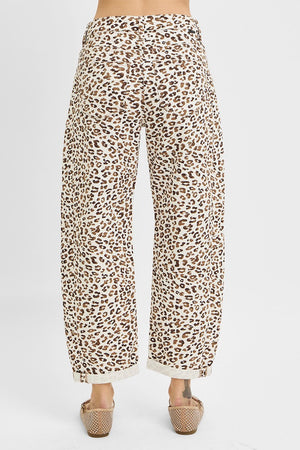 Risen Jeans - Slouchy Cropped Barrel Pants with Leopard Cuffs (25.5"-27.5" Inseam) - PGC21146-SaltTree