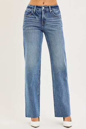 Risen Jeans - Mid-Rise Tummy Control 4-Way Stretch Straight Leg Jeans (32.5" Inseam) - PS21654