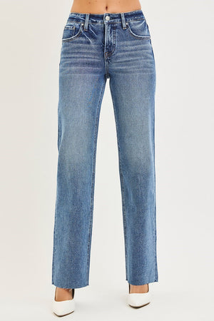 Risen Jeans - Mid-Rise Tummy Control 4-Way Stretch Straight Leg Jeans (32.5" Inseam) - PS21654