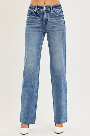 Risen Jeans - Mid-Rise Tummy Control 4-Way Stretch Straight Leg Jeans (32.5" Inseam) - PS21654