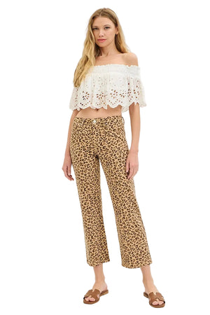 Risen Jeans - Leopard Mid Rise Ankle Slim Straight Pants (27.5" Inseam) - PSA21145-SaltTree