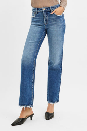 Risen Jeans - Tummy Control High Rise Ankle Straight Jeans (30" Inseam) - PSA21417-SaltTree