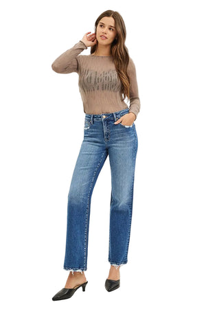 Risen Jeans - Tummy Control High Rise Ankle Straight Jeans (30" Inseam) - PSA21417-SaltTree