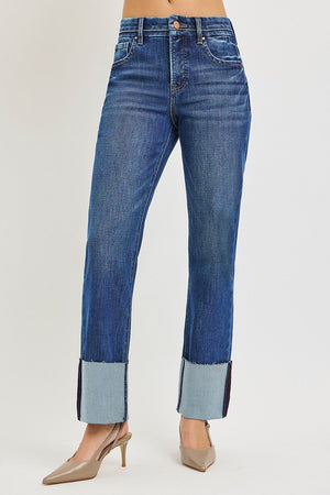 Risen Jeans - Tummy Control 4-Way Stretch High Rise Ankle Straight Jeans (28"-33.5" Inseam) - PSA21651-SaltTree