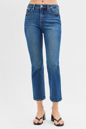 Risen Jeans - Tummy Control High Rise Crop Straight Jeans - PSC21045D - SaltTree