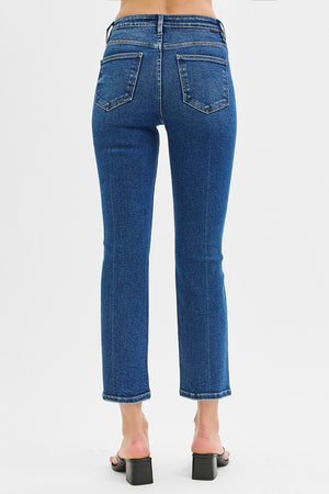 Risen Jeans - Tummy Control High Rise Crop Straight Jeans - PSC21045D - SaltTree