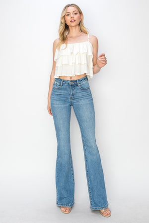 Risen Jeans - Mid Rise Basic Flare Jeans - RDP5404 - SaltTree