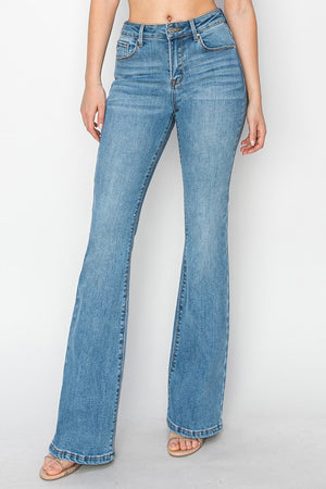 Risen Jeans - Mid Rise Basic Flare Jeans - RDP5404 - SaltTree