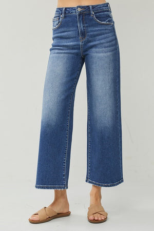 Risen Jeans - High Rise Wide Crop Jeans - RDP5531D - SaltTree