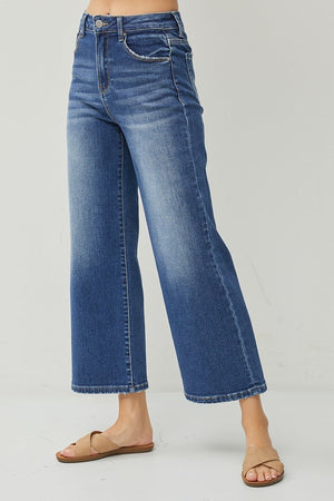 Risen Jeans - High Rise Wide Crop Jeans - RDP5531D - SaltTree