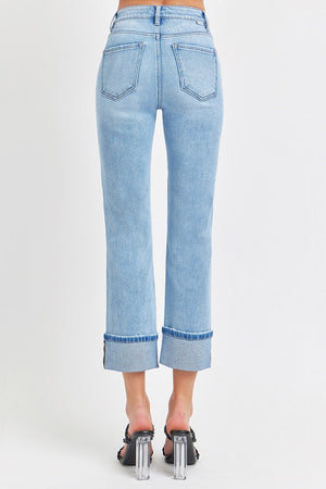 Risen Jeans - High Rise Cuffed Straight Jeans - RDP5580 - SaltTree