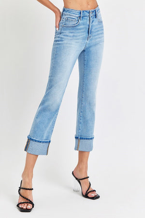 Risen Jeans - High Rise Cuffed Straight Jeans - RDP5580 - SaltTree