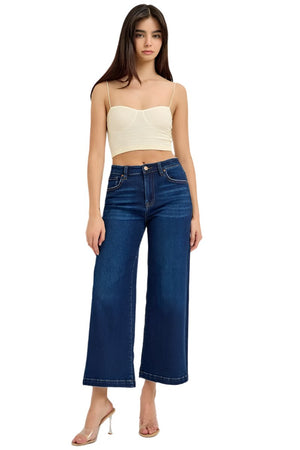 Risen Jeans - High Rise Crop Wide Jeans - RDP5921 - SaltTree