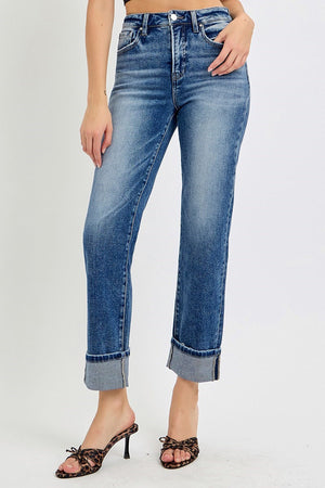 Risen Jeans - Tummy Control High Rise Crop Straight Jeans - RDP5941 - SaltTree